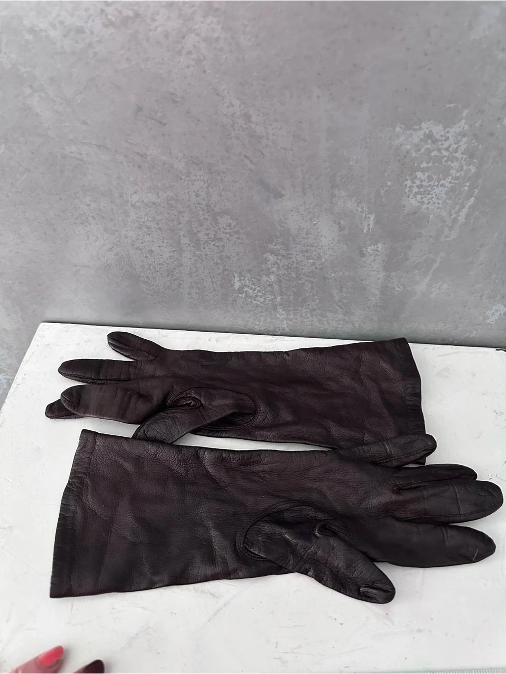 Vtg Women's Brown Leather Dress Gloves Sz 7.5 Silk Lined